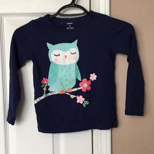 Girls navy Owl shirt